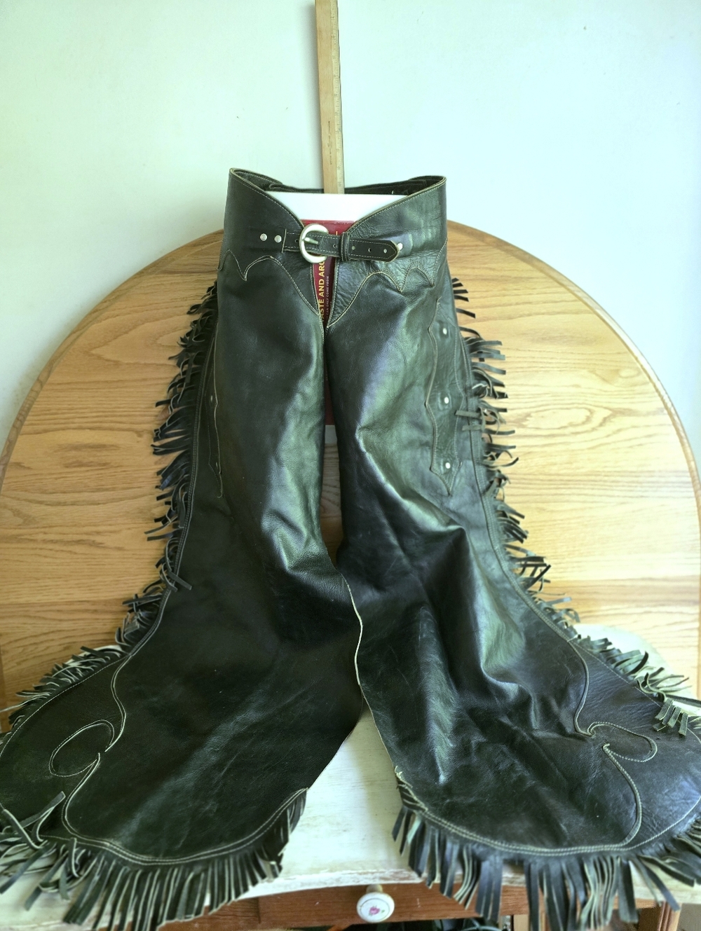 Vintage 80s Cowboy Rodeo Chaps Fringe 29-33 Waist 36" Length